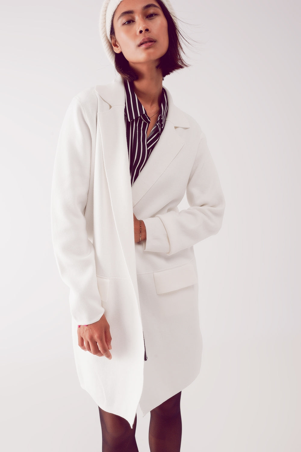 Oversized Collar Maxi Cardigan in Cream